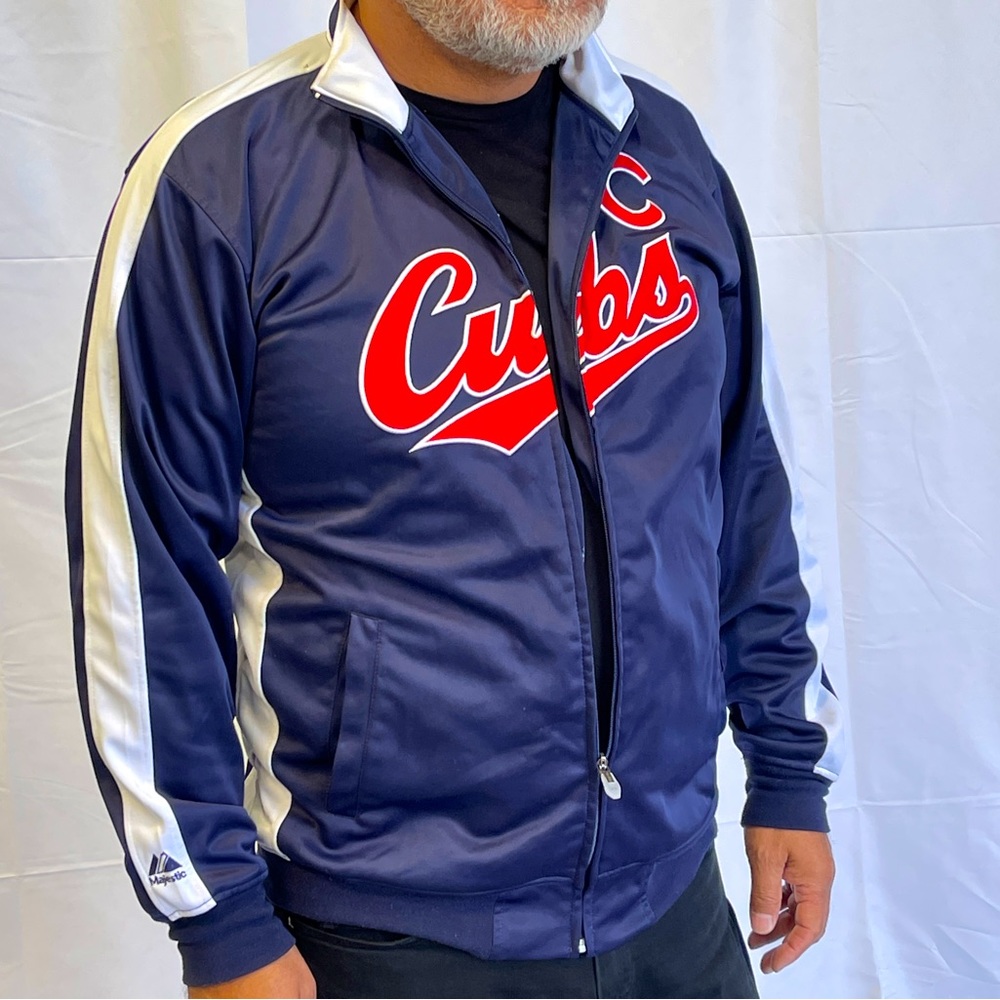 Men’s Large/Tall Chicago Cubs Polyester Full Front Zip Track Jacket